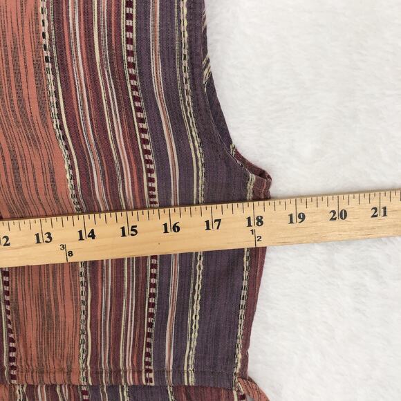 SPIRIT OF GRACE Cotton Mini Dress Sz S Stripe Adjustable Waist Sleeveless V-Neck - Picture 5 of 8